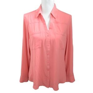 EXPRESS The Portofino Shirt Women’s Coral Long Sleeve Button Down Blouse Size M
